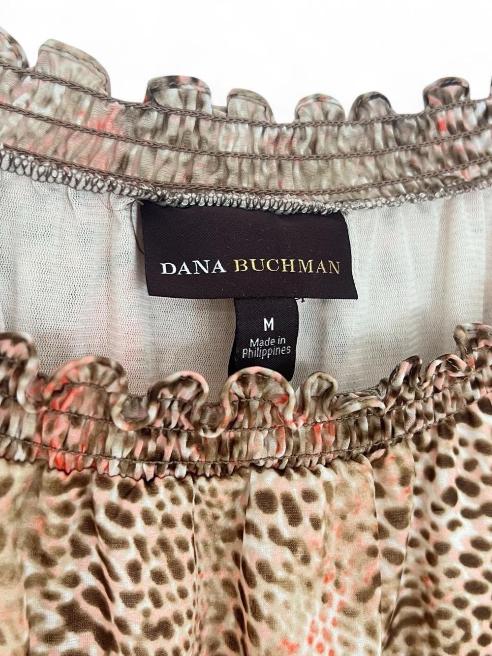 Dana Buchman Brown Animal Print Peasant Blouse - Picture 3 of 8